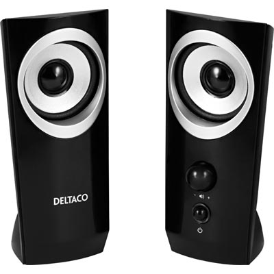Deltaco Desktop Mini Kaiuttimet 2.0 CM653, 3.5mm, USB, musta
